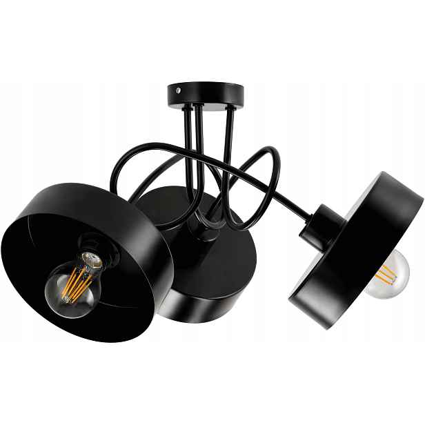 stropní svítidlo Led lustr 3xE27 Loft Skládací černý hrnek Střední