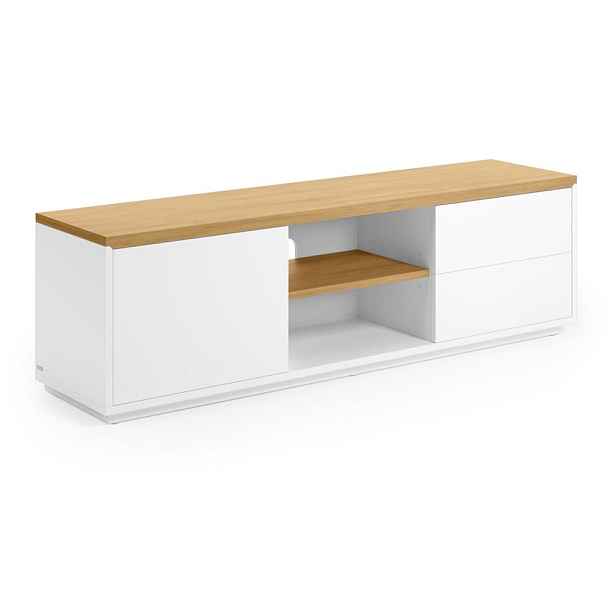 Bílý TV stolek v dekoru dubu 150x44x36 cm Abilen – Kave Home