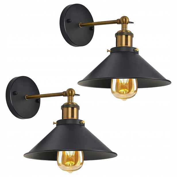 Černá industriální nástěnná svítidla Retro Lupi E27 Klasická 22 cm x 2 ks
