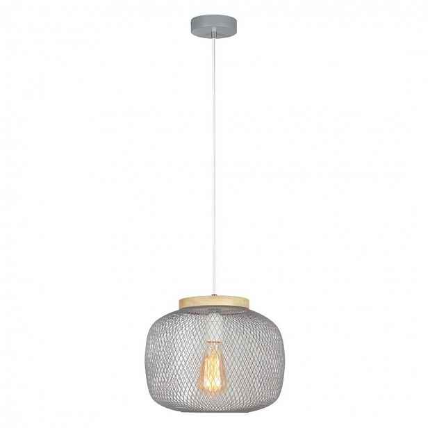 Popelavá ažurová skandinávská závěsná lampa