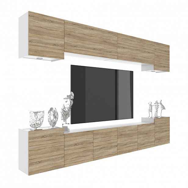 B BELINI GROUP OBÝVACÍ STĚNA Milano 4, Dub Sonoma matný, 300 cm, Bezúchytková