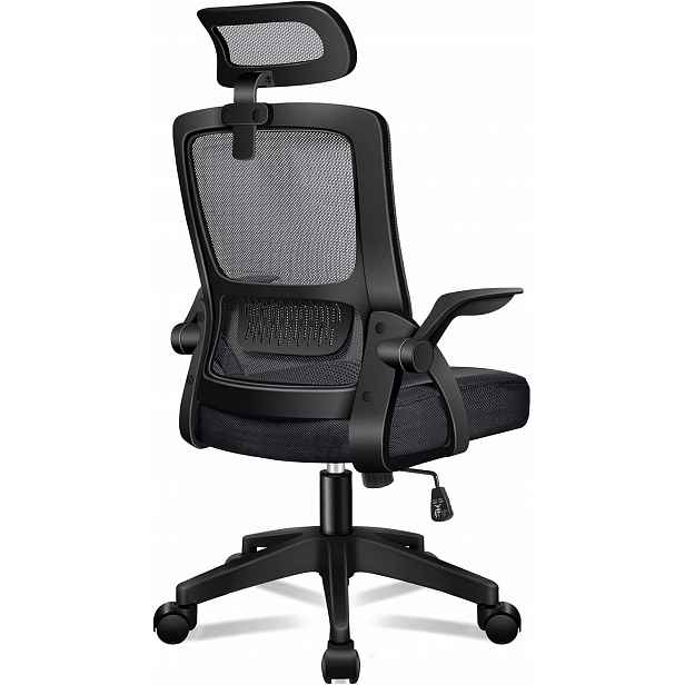 Kancelářská židle s ergonomickou síťkou v bederní opěrce, pohyblivá loketní opěrka