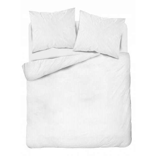 Povlečení damaškové 160x200 bílé jednobarevné proužky 1 cm Pure