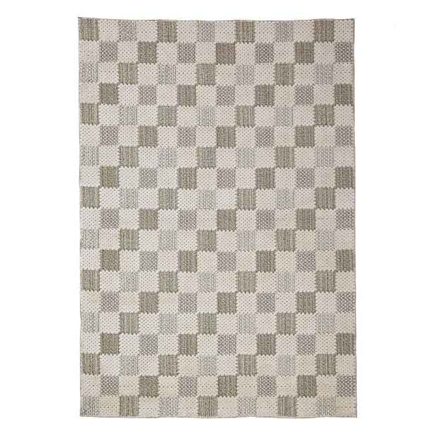 Zelený pratelný koberec s příměsí bavlny 155x230 cm Muted Checkerboard – Flair Rugs
