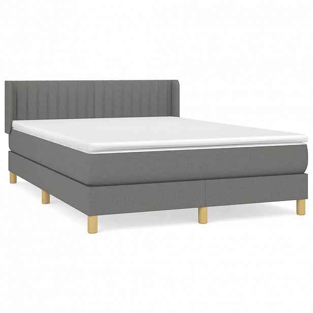 vidaXL Box spring postel s matrací tmavě šedý 140 x 190 cm textil