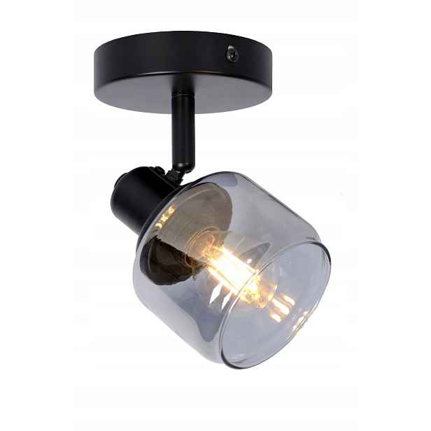 Černá skleněná průhledný nástěnná lampa s reflektorem Lucide