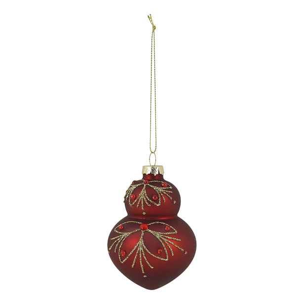 Červená skleněná vánoční ozdoba s dekorem Chic Bauble – Ø 7*10 cm Chic Antique