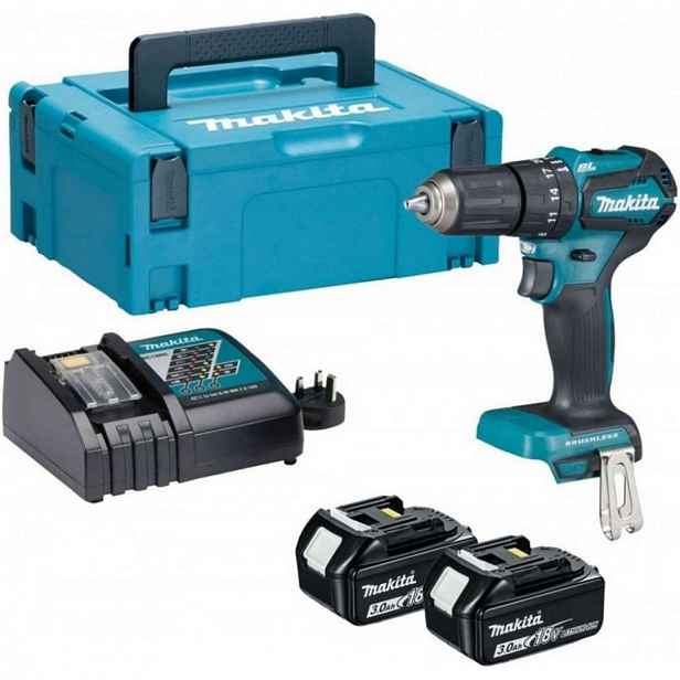 Makita - 18V AKU vrtací šroubovák s příklepem, 2x aku 2,0 Ah LXT, nabíječka DHP485RAJ