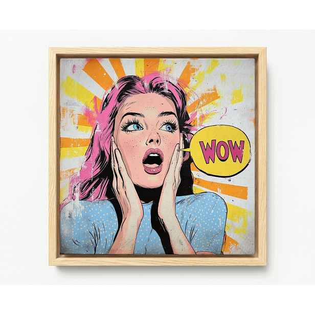 Obraz Rám American Box Grafika Komiks Pop Art Žena Portrét 50x50