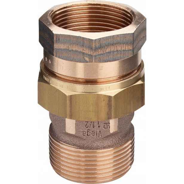 Šroubení, dvouspojkový, trojdílný, bronz 1'' Vnější Závit x Vnitřní Závit s těsněním