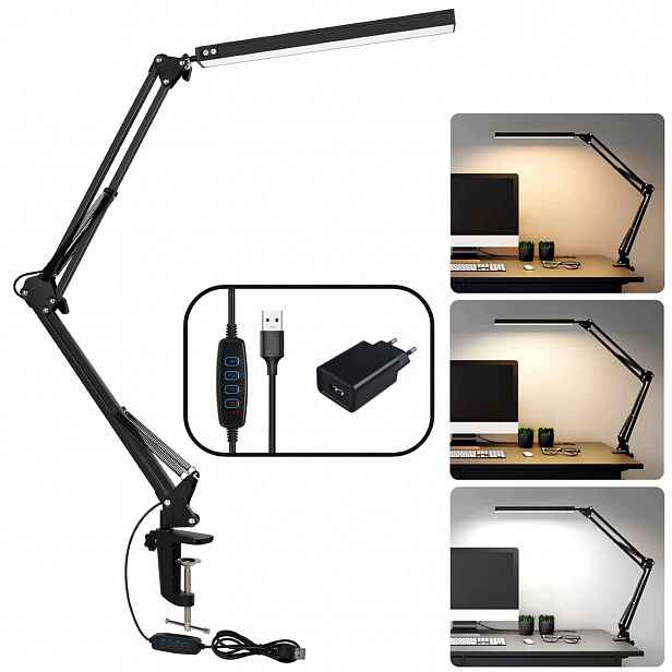 Led stolní lampička s dotykovým ovládáním, 3 barvy pro čtení nabíječka