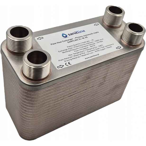 50-DESKOVÝ Výměník Tepla Sanitline SL-16-50-A1 Výkon 60 kW Připojení 4x 1"