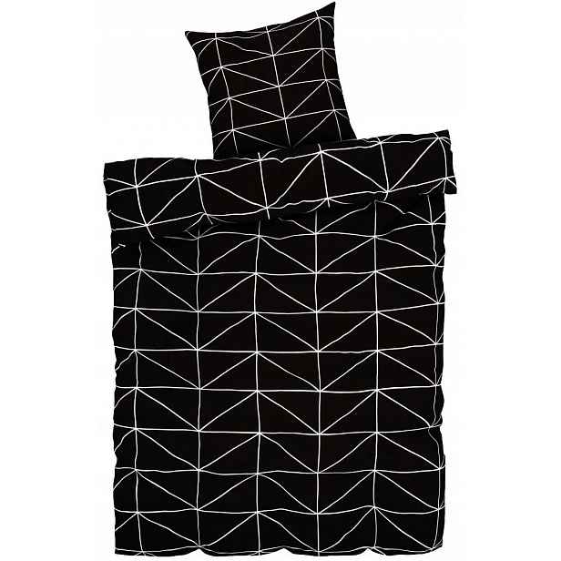 Černé Povlečení Satén-bavlněné Trojúhelníky Obdélníky Geometrie 140x200