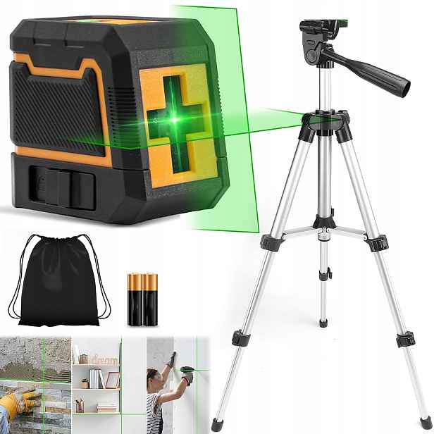 Křížový Laser 360 Laserová Vodováha 4D Rovinná Zelená Se Stativem