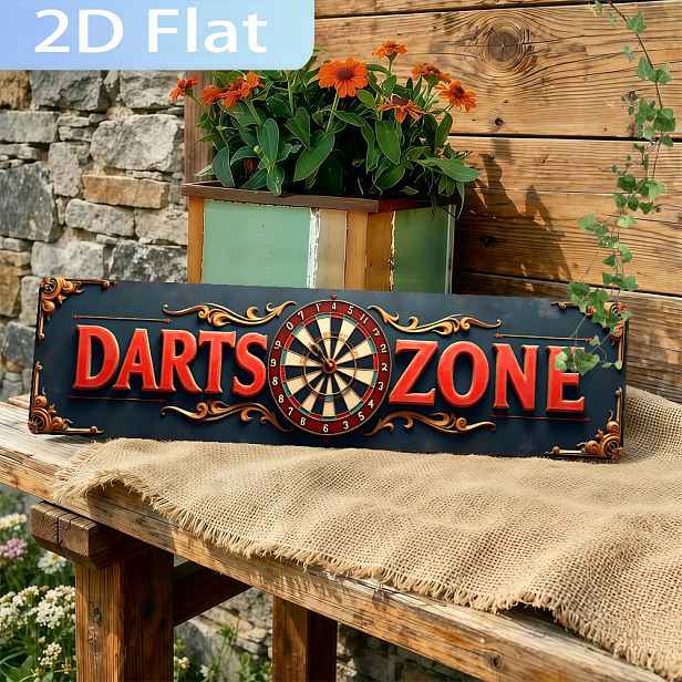 TEMU Celoroční dárek, 2D plochá retro cedule s terče - 10 cm x 40 cm, vintage nástěnné umění, vhodné pro domácnost, kuchyň, bar, kavárnu, garáž -