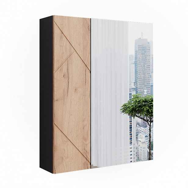 Vicco KOUPELNOVÁ ZRCADLOVÁ SKŘÍŇKA Irma Antracit/zlatý dub 60 x 75 cm