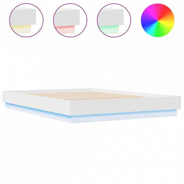 vidaXL Rám postele s LED osvětlením bílý 150 x 200 cm