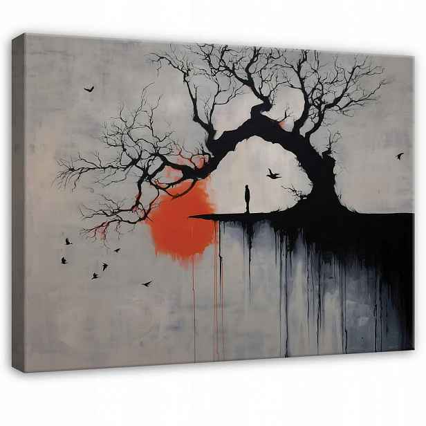Wallarena OBRAZ na plátně Abstraktní strom Černá 120x80 cm