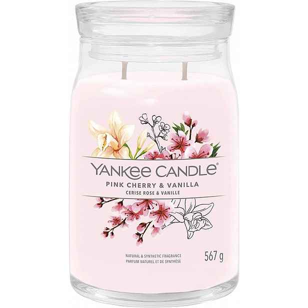 Yankee Candle svíčka Signature ve skle velká Pink Cherry & Vanilla 567g
