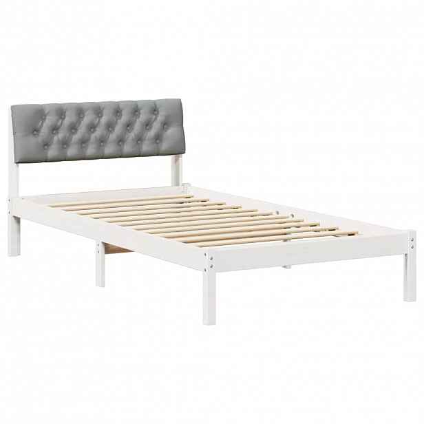 vidaXL Rám postele s čelo Bílá a světle šedá 100 x 200 cm