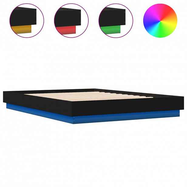 vidaXL Rám postele s LED bez matrace černý 150x200 cm