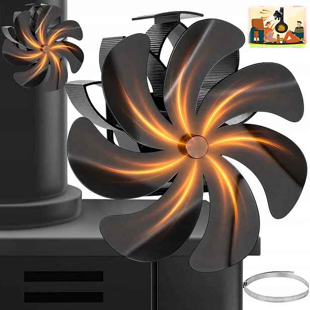 Krbový Ventilátor Napájený Teplem Bez Elektřiny, Krb, Turbína, 7 Lopatek
