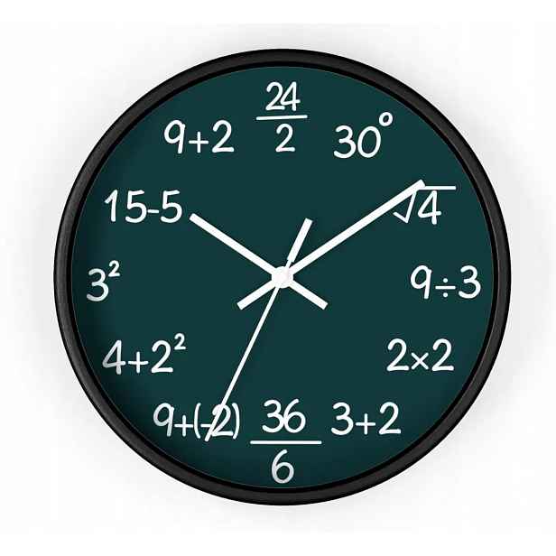 Matematický nástěnný vzdělávací hodinový stroj Bílo-černý Moderní Tichý 30 cm