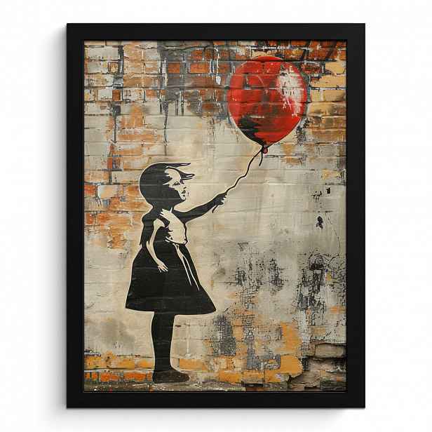 MuchoWow PLAKÁT V RÁMU Graffiti - Banksy - Dívka - Street art 30x40 cm