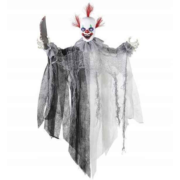 Pohyblivý Klaun S Nožem Zvuk Světlo Halloween