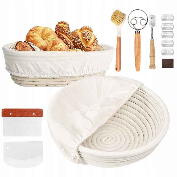 2x Košík na kynutí chleba 25/23 cm Ratanový košík na garážování Domácí Dárek