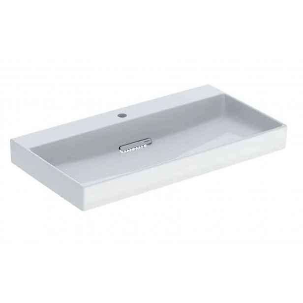 Geberit ONE - Umyvadlo 90x48x14 cm, skrytý přepad, s otvorem pro baterii, vodorovný odtok, KeraTect, bílá 505.038.00.1