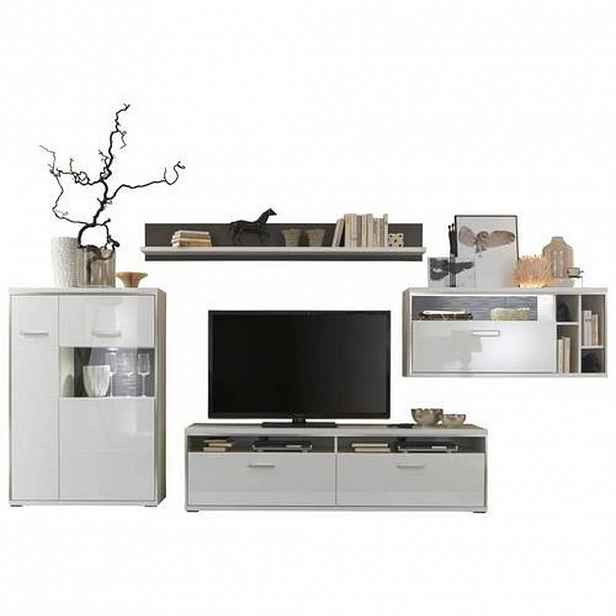Livetastic OBÝVACÍ STĚNA, šedá, barvy stříbra, bílá - Kompletní obývací stěny - 000196082001