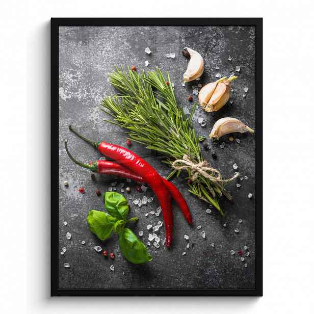 MuchoWow PLAKÁT V RÁMU Pepř - Bylinky - Koření - Beton 60x80 cm