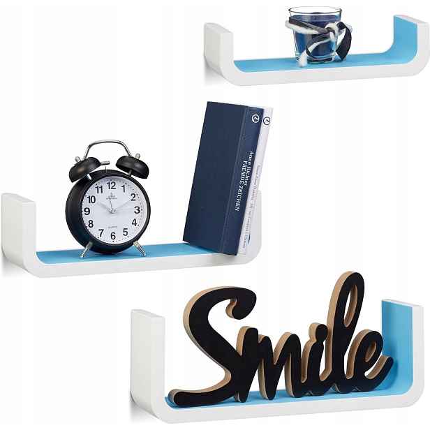 Sada 3 polic z Mdf Relaxdays 39,5 x 10 cm bílá