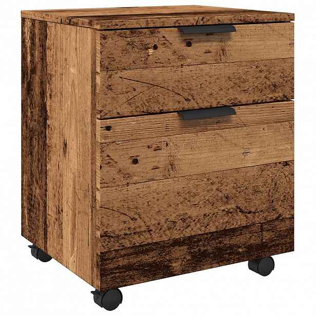 vidaXL Mobilní kartotéka na kolečkách old wood 45x38x54 cm kompozit