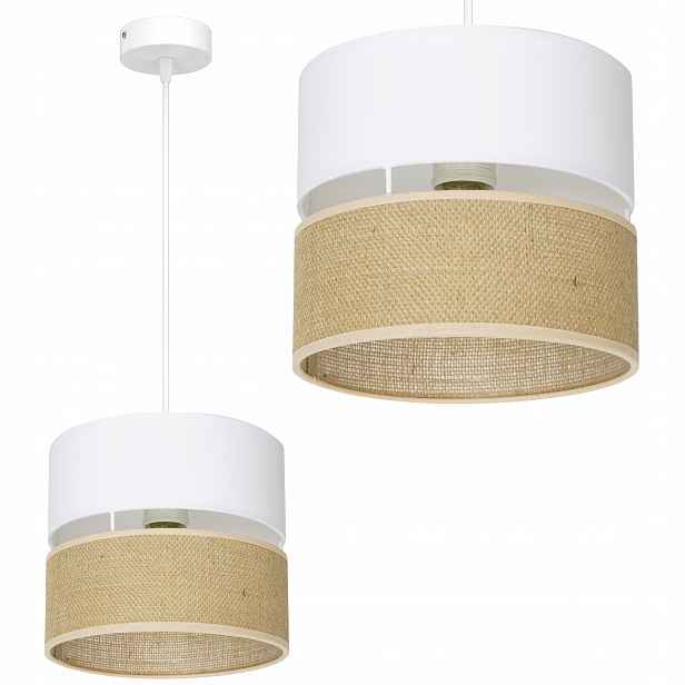 Závěsná Stropní Lampa Juta Boho Jutová Duo Pruhy Stínidlo 20 CM Led Polská