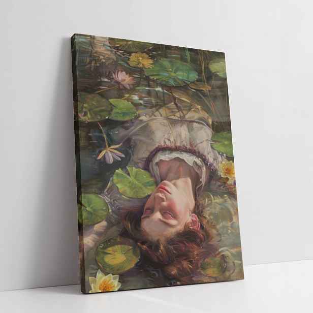 Obraz na plátně žena v rybníku, květiny leknín do pokoje, obýváku 60x80