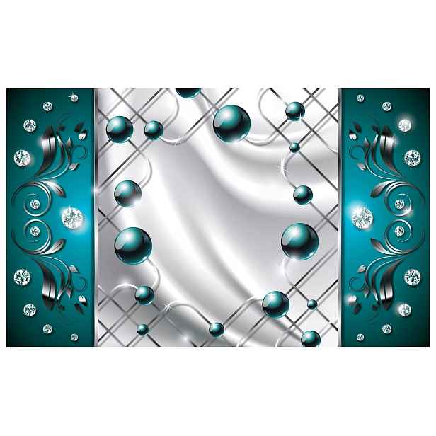 Fototapeta flizelina Modrý Glamour Stříbrné sféry Krystaly 416x254 lepidlo