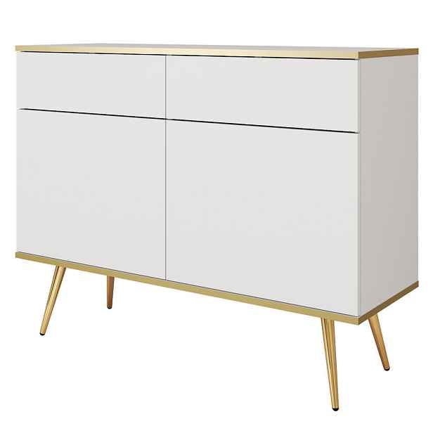 MASSENO KOMODA VENEZIA, 107/85/39 cm s 2 zásuvkami a 2 dvířky, bílá