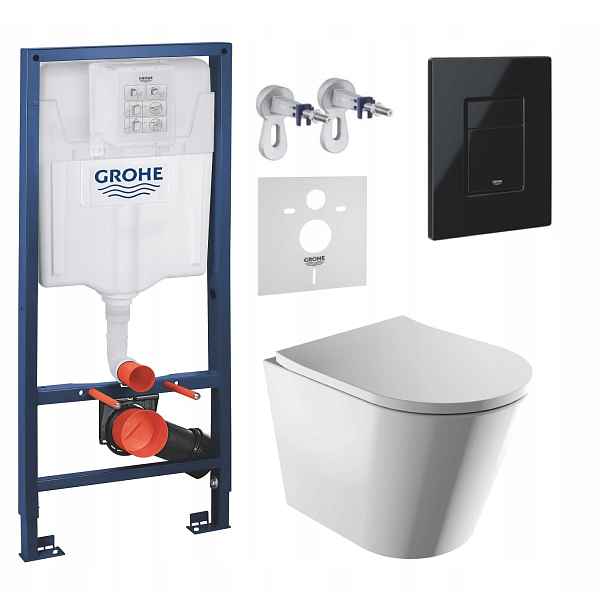 Podomítkový Wc set Grohe s mísou Tampa a tlačítkem Černý Lesk