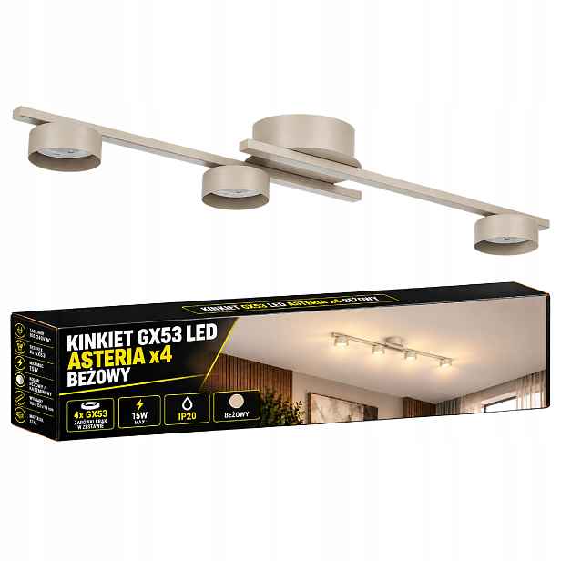 Stropní Svítidlo Závěsný lustr Béžové Led svítidlo 76 cm 15 W 3xGX53