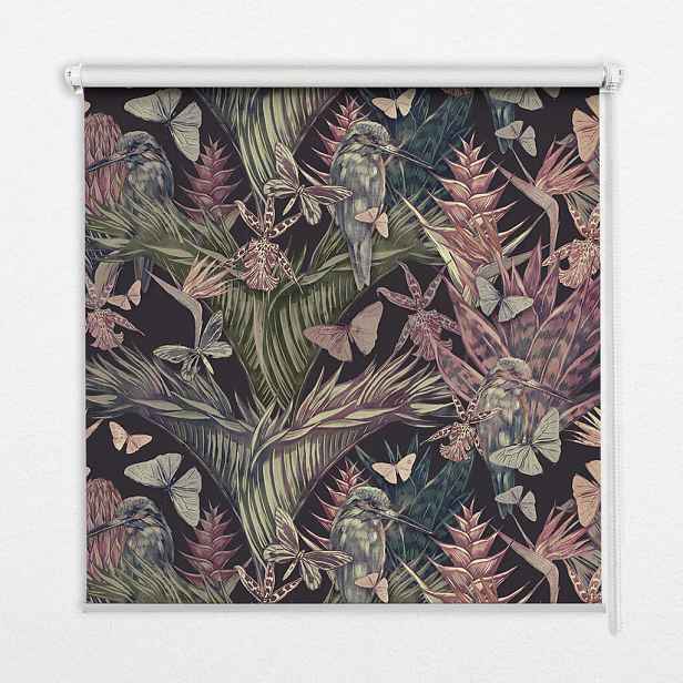 TULUP VNITŘNÍ roleta - okenní roleta - roleta - 70x140 cm - Exotické rostliny a ptáci