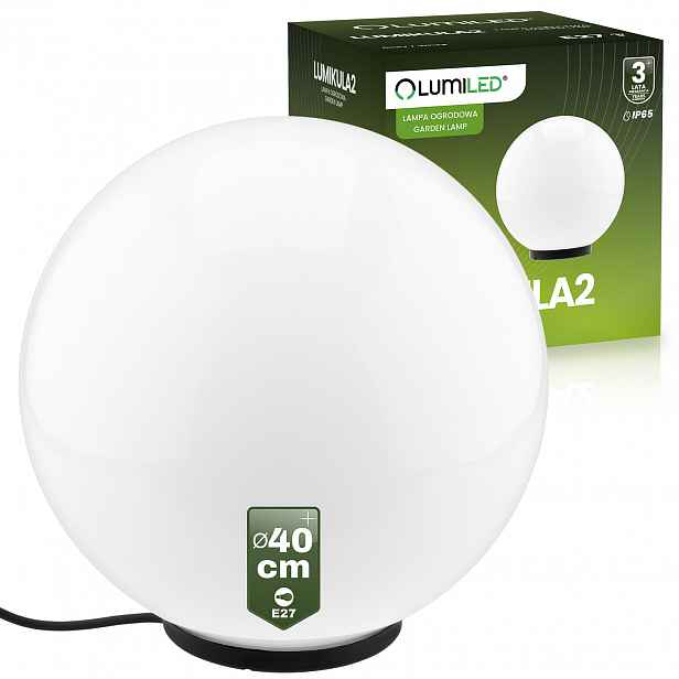 Zahradní lampa Kula 230V 40CM Nadzemní Zapichovací Led E27 Vnější Kabel