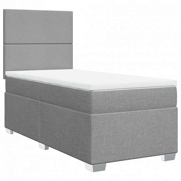 vidaXL Box spring postel s matrací světle šedá 90x190 cm textil