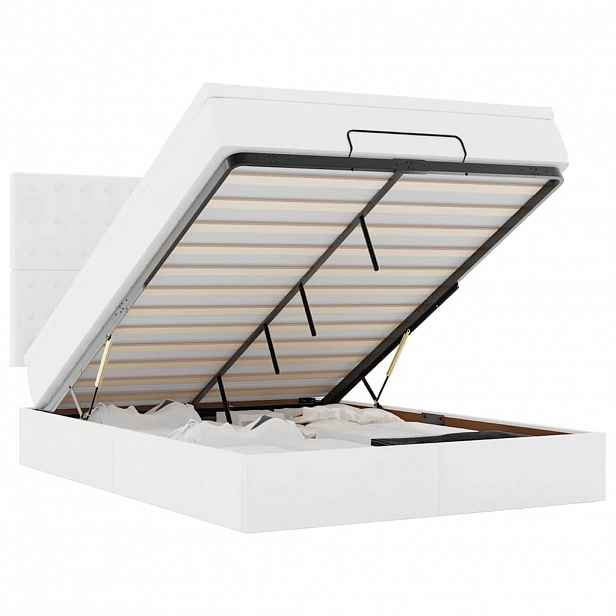 vidaXL Osmanský rám postele s matrací bílý 140x190cm umělá kůže