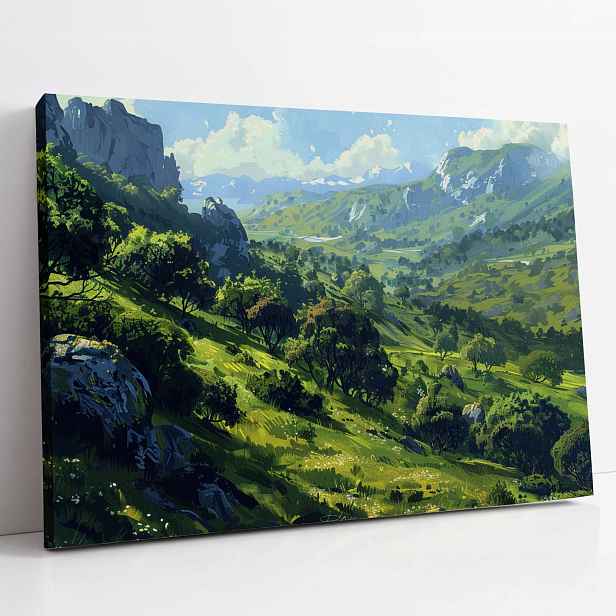 Obraz na plátně Zelené údolí mezi horami krajina do pokoje obýváku 80x60