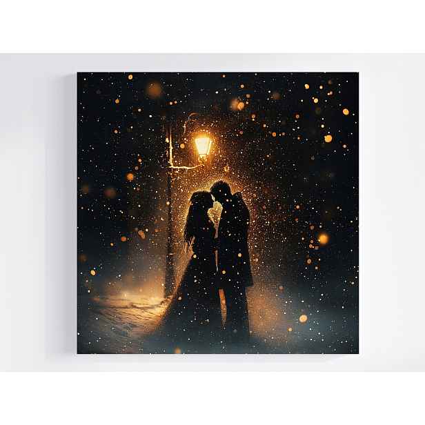 Obraz Na Plátně Canvas Zima Sníh Noc Pár Rande Láska Setkání 50x50