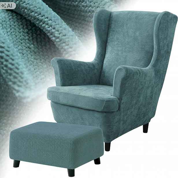 Potah Na Křeslo Ušák Podnožka Taburet Elastický Chenille Šenil Oeko Tex