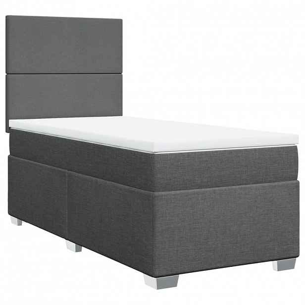 vidaXL Box spring postel s matrací tmavě šedá 90x190 cm textil