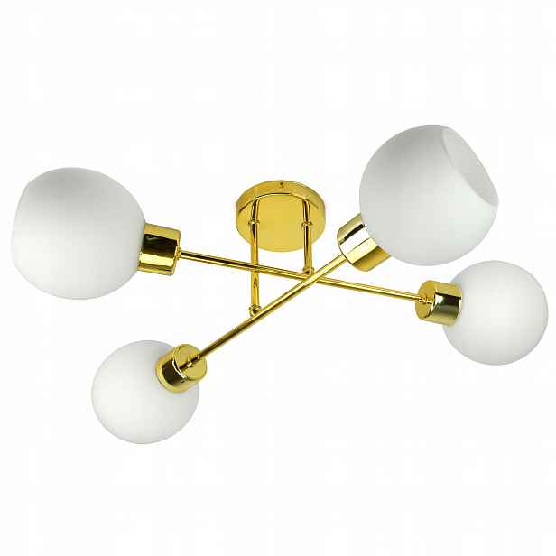 Závěsná lampa Lustr Stropní Svítidlo Zlatá Kule Bílá Matná
